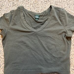 Wild Fable Women's Dark Gray V-Neck Crop Top